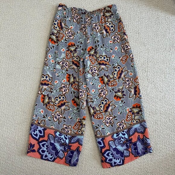 Loft Pull on Wide Leg Pants size S Floral Pockets Paper Bag - Picture 2 of 10